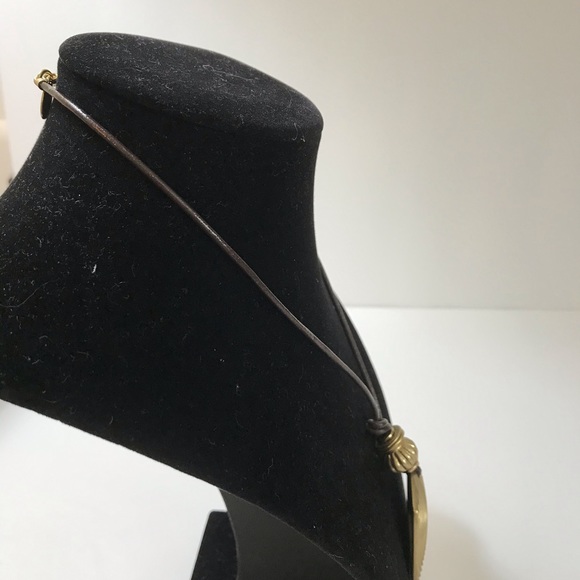 Chico’s Brown Leather and Gold Accent Necklace - Picture 3 of 8